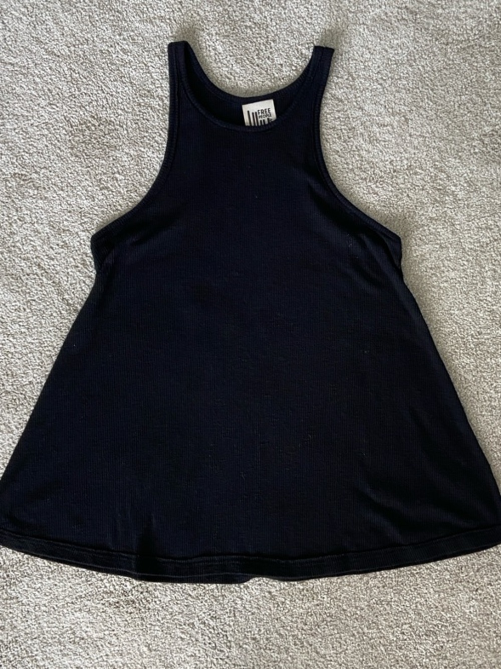 Free People Black Ribbed Knit Racerback Tank Top XS